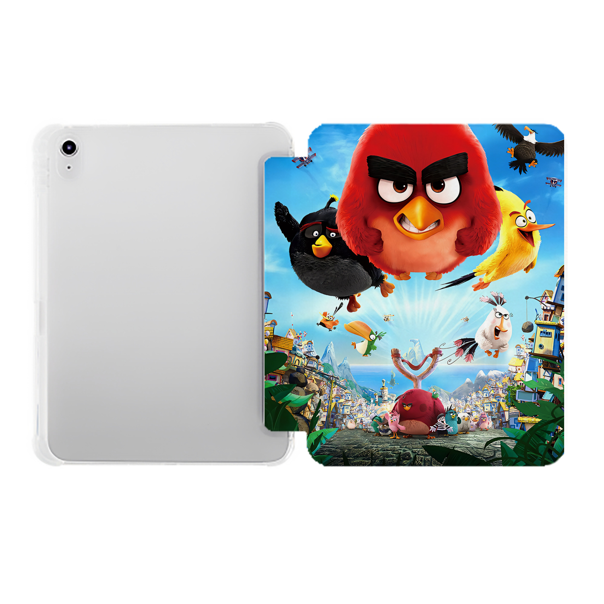 （画像用） Angry Birds アングリーバード IPad ケース ペン収納付き 三つ折りスタンド PUレザー×シリコン 対応機種9.5/10.5/10.9インチ